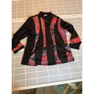 Parsley & Sage Boho Jacket Sz XL Patchwork Sweater Full Zip Artsy Festival Funky